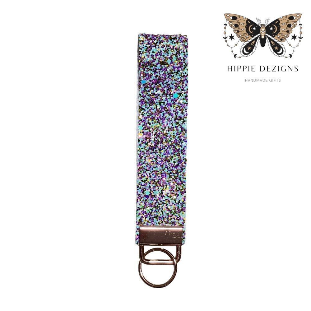 NWT Pink Glitter Wristlet with Rose Gold Hardware